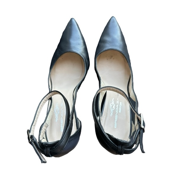 BRENDA ZARO WOMEN'S POINTED TOE BLACK LEATHER 4" HEEL W/ BUCKLE CLOSURE SIZE 37 - Picture 11 of 16